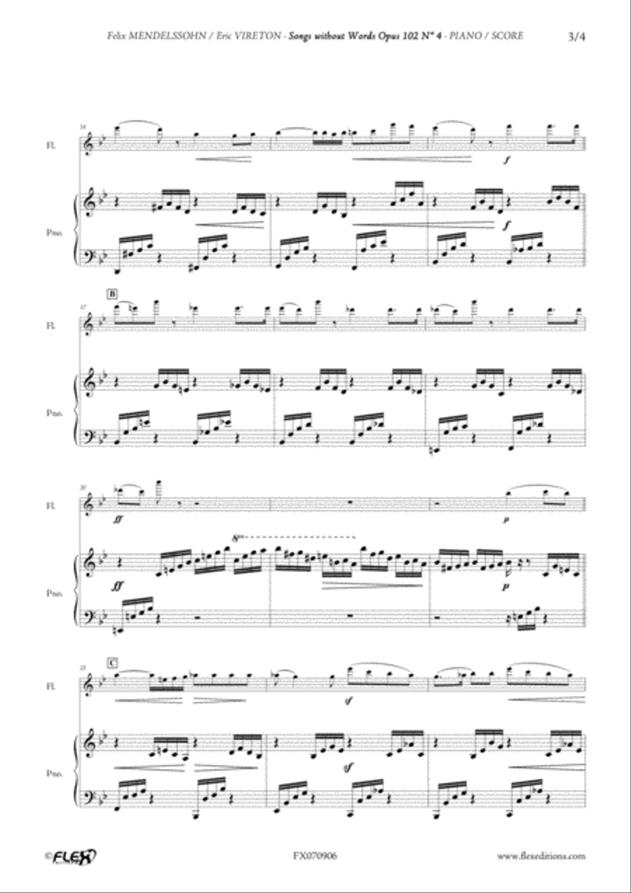 Songs without Words Opus 102 No. 4 Flute Solo scores gallery preview page 3