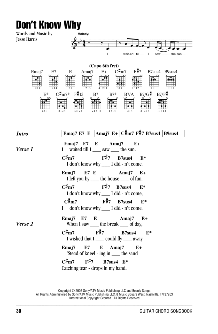 Don't Know Why Easy Guitar scores gallery preview page 1