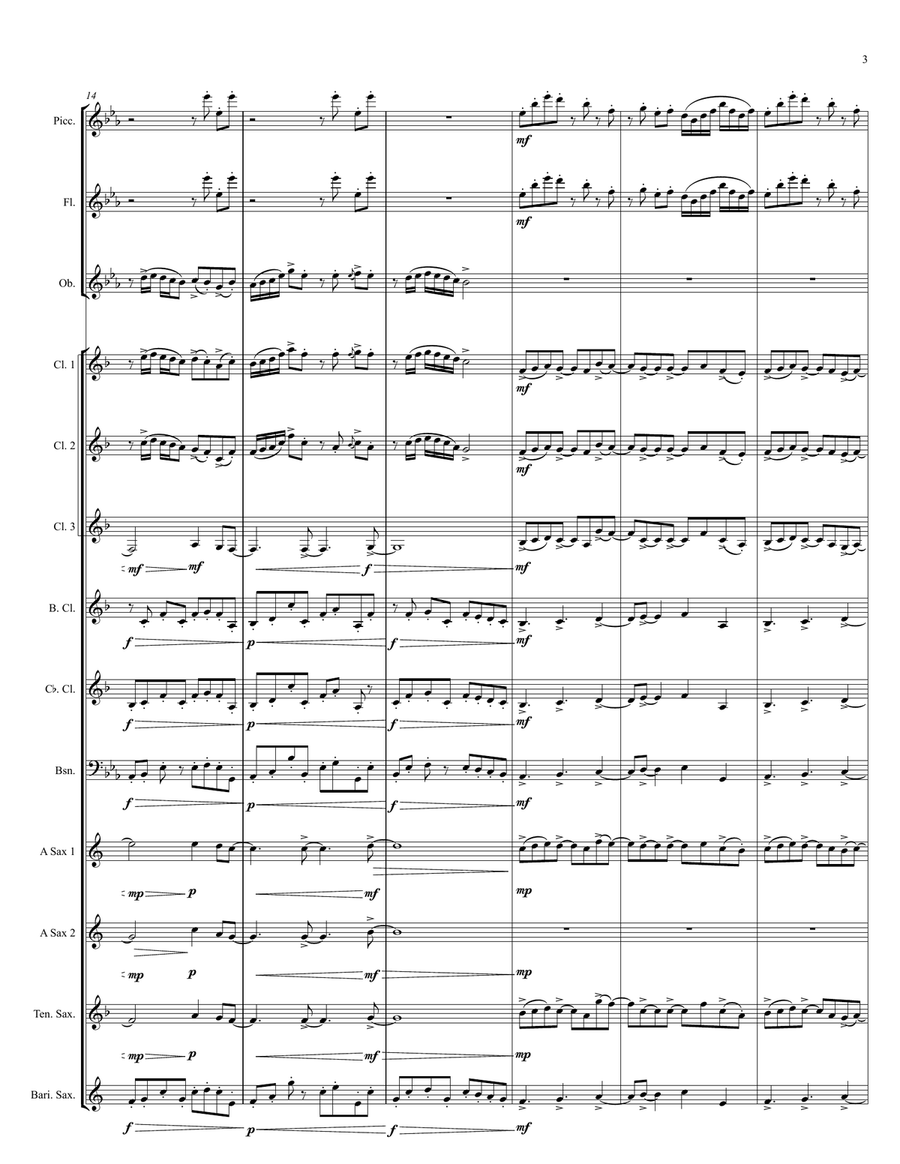 3 Sketches for Woodwind Ensemble: Movement 2 - Children Playing Beside the Pool Woodwind Ensemble scores gallery preview page 4