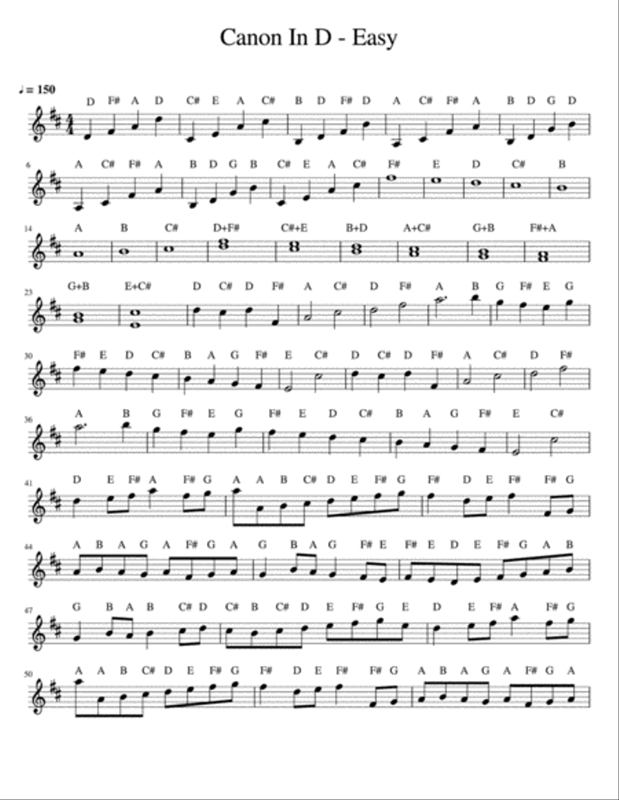 Canon in D Easy Voice scores gallery preview page 1