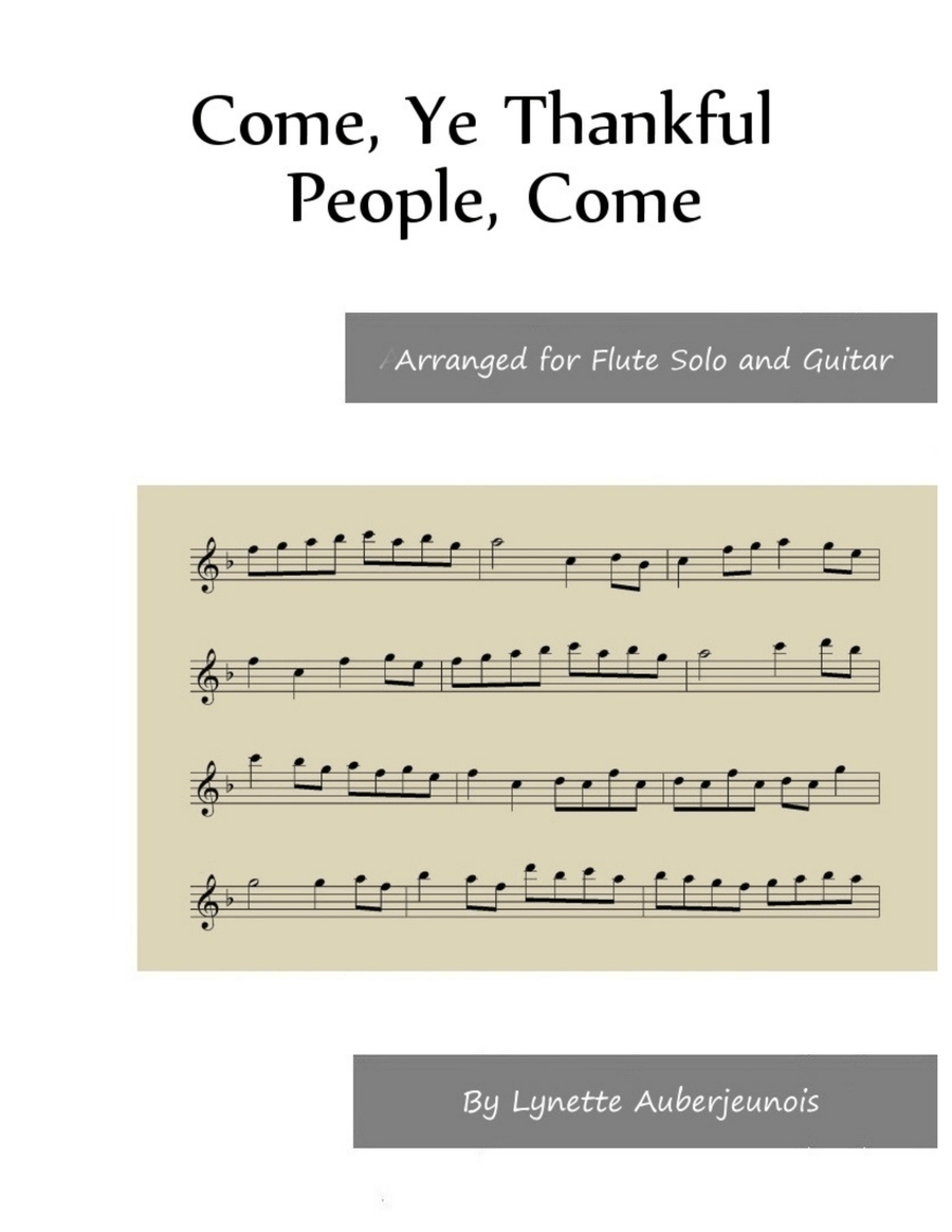 Come, Ye Thankful People, Come - Flute Solo with Guitar Chords Chamber Music scores gallery preview page 1