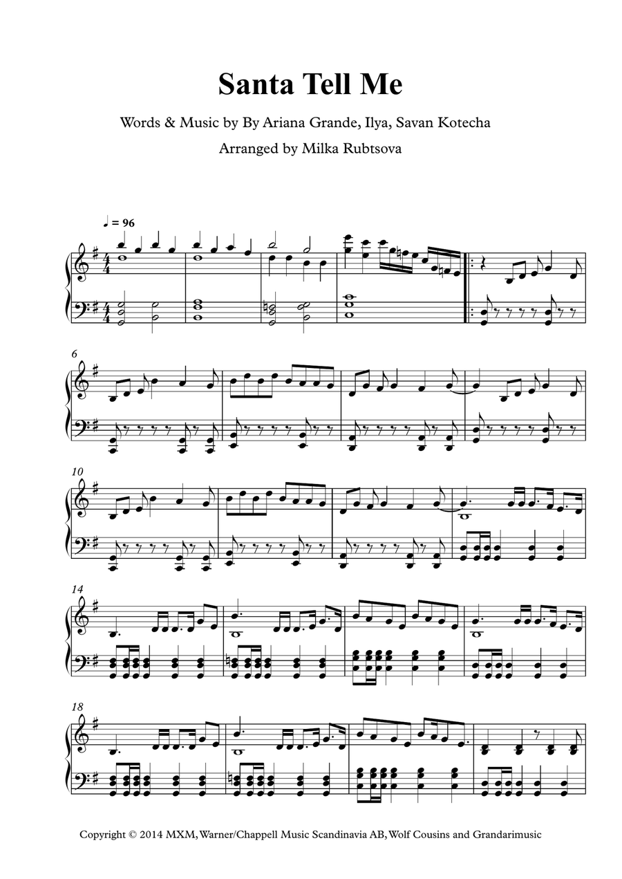Santa Tell Me Piano Solo scores gallery preview page 1