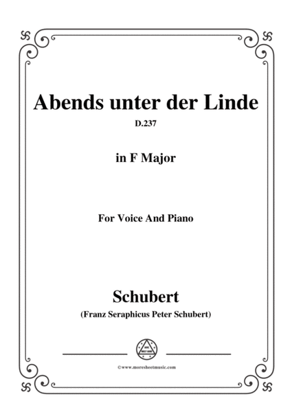 Schubert-Abends unter der Linde,D.237,in F Major,for Voice&Piano image number null