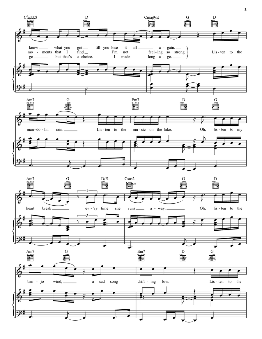 Mandolin Rain Mandolin Rain Piano, Vocal, Guitar scores gallery preview page 3