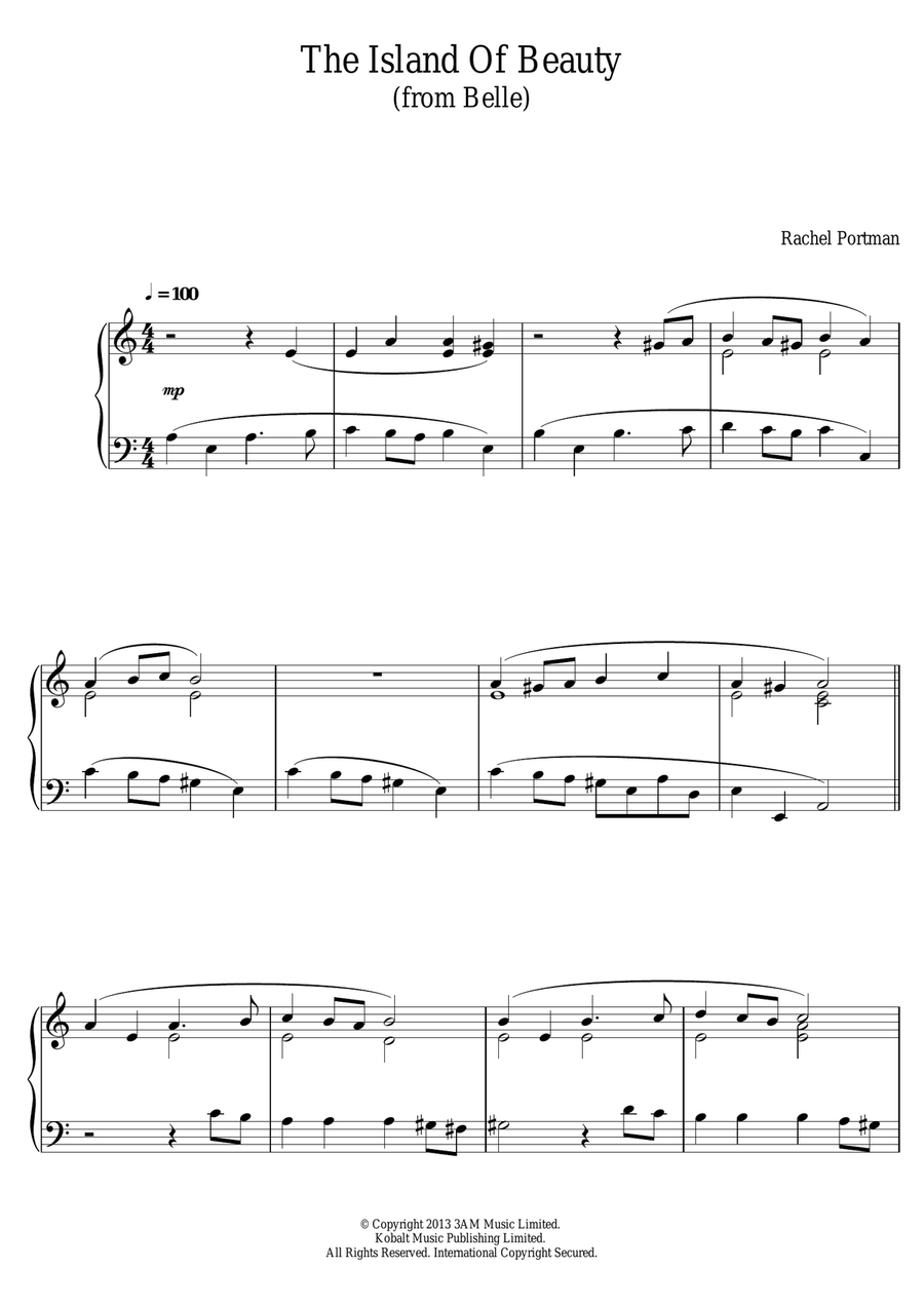 The Island Of Beauty (From 'Belle') Piano Solo scores gallery preview page 1