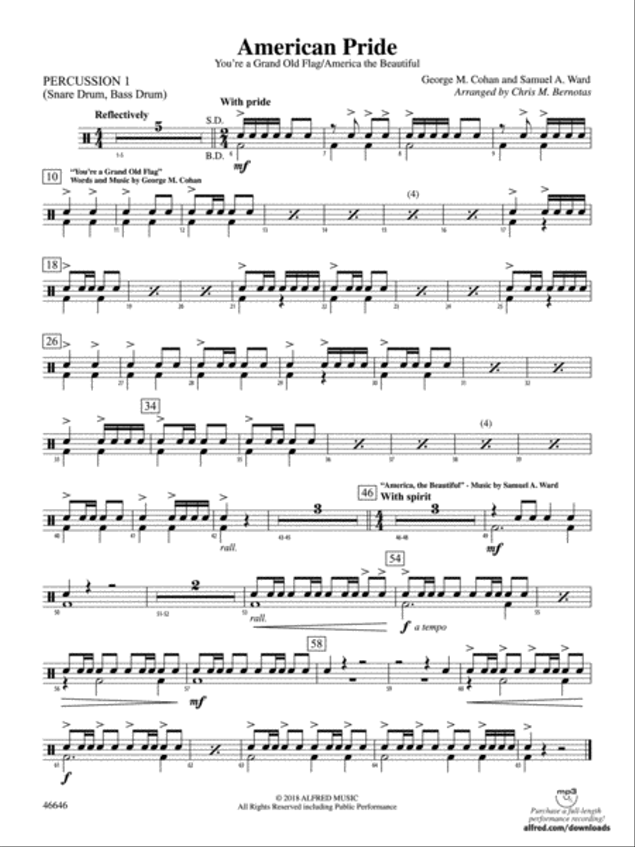 American Pride: 1st Percussion Concert Band scores gallery preview page 1