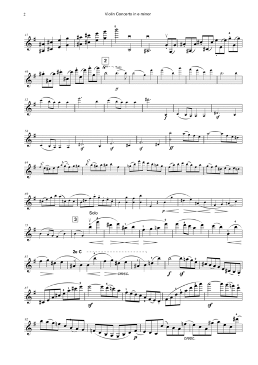 Mendelssohn : Violin Concerto in E minor Op.64 Movement 1 Violin Solo scores gallery preview page 2