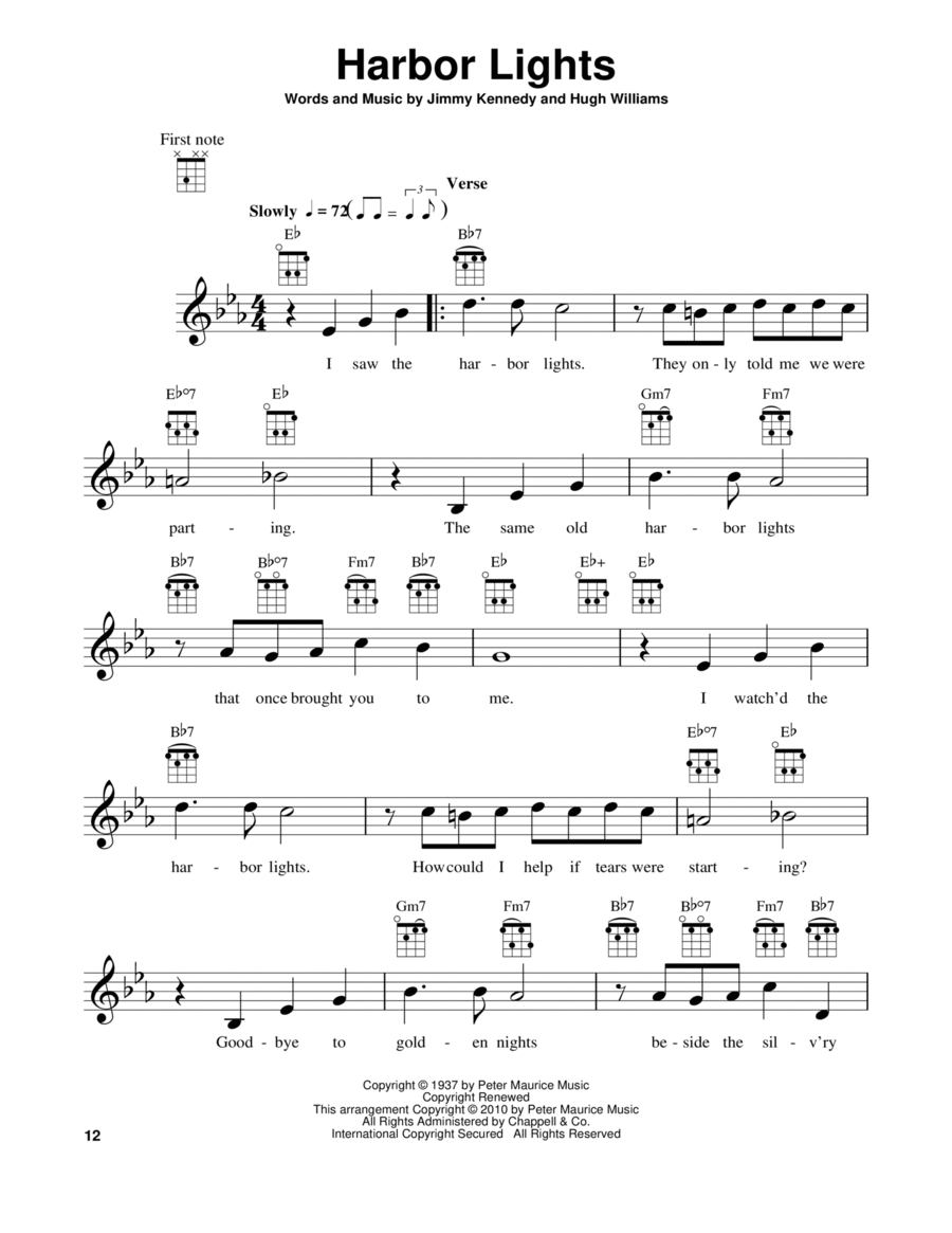 Harbor Lights Ukulele scores gallery preview page 1