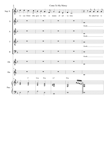 Come To My Mercy (Soprano and Tenor Solo with SATB) image number null