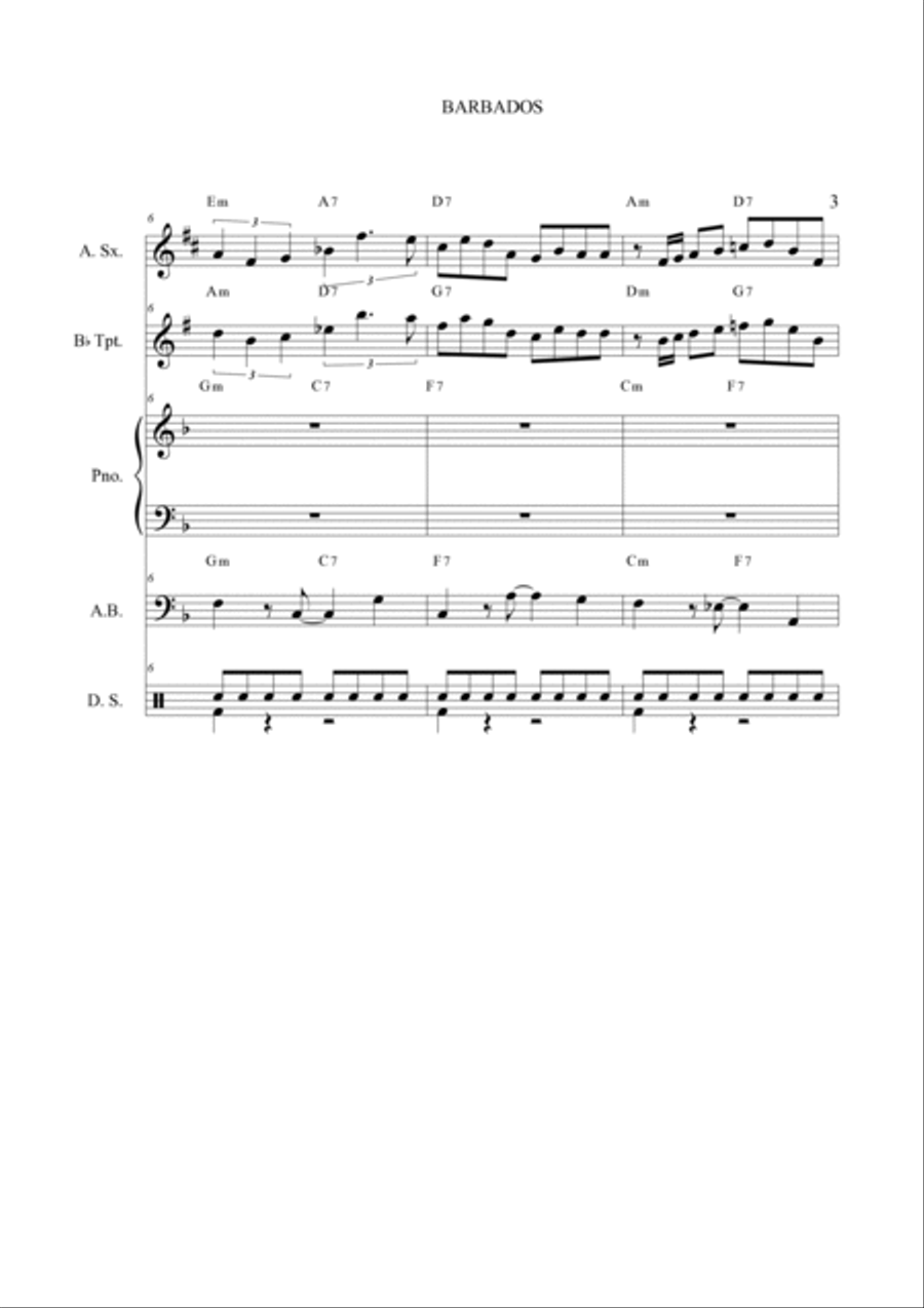 Barbados Barbados Jazz Ensemble scores gallery preview page 3