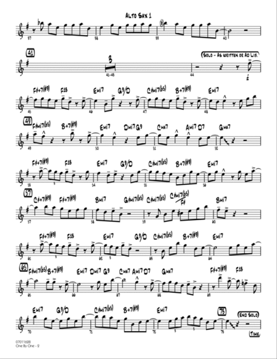One by One - Alto Sax 1 Alto Saxophone scores gallery preview page 2