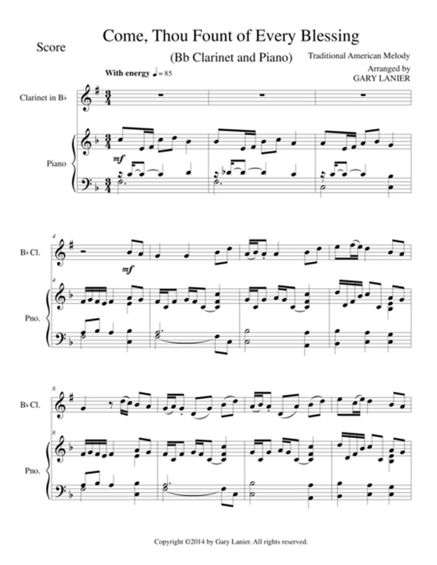 COME, THOU FOUNT OF EVERY BLESSING (Bb Clarinet/Piano and Clarinet Part) image number null