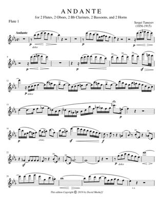 Andante for 2 flutes, 2 oboes, 2 Bb clarinets, 2 bassoons, and 2 horns