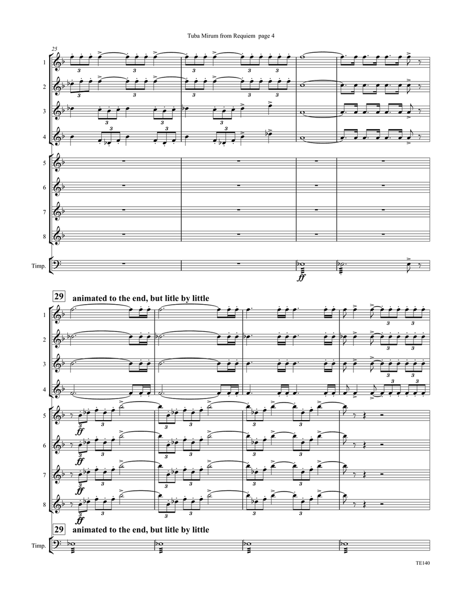 Tuba Mirum Fanfare from Verdi Requiem for Trumpet Ensemble Trumpet scores gallery preview page 5