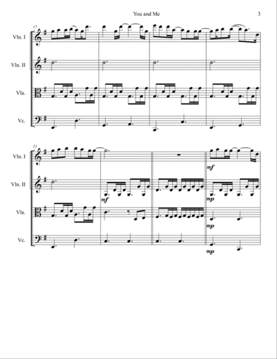 You And Me You And Me String Quartet scores gallery preview page 3