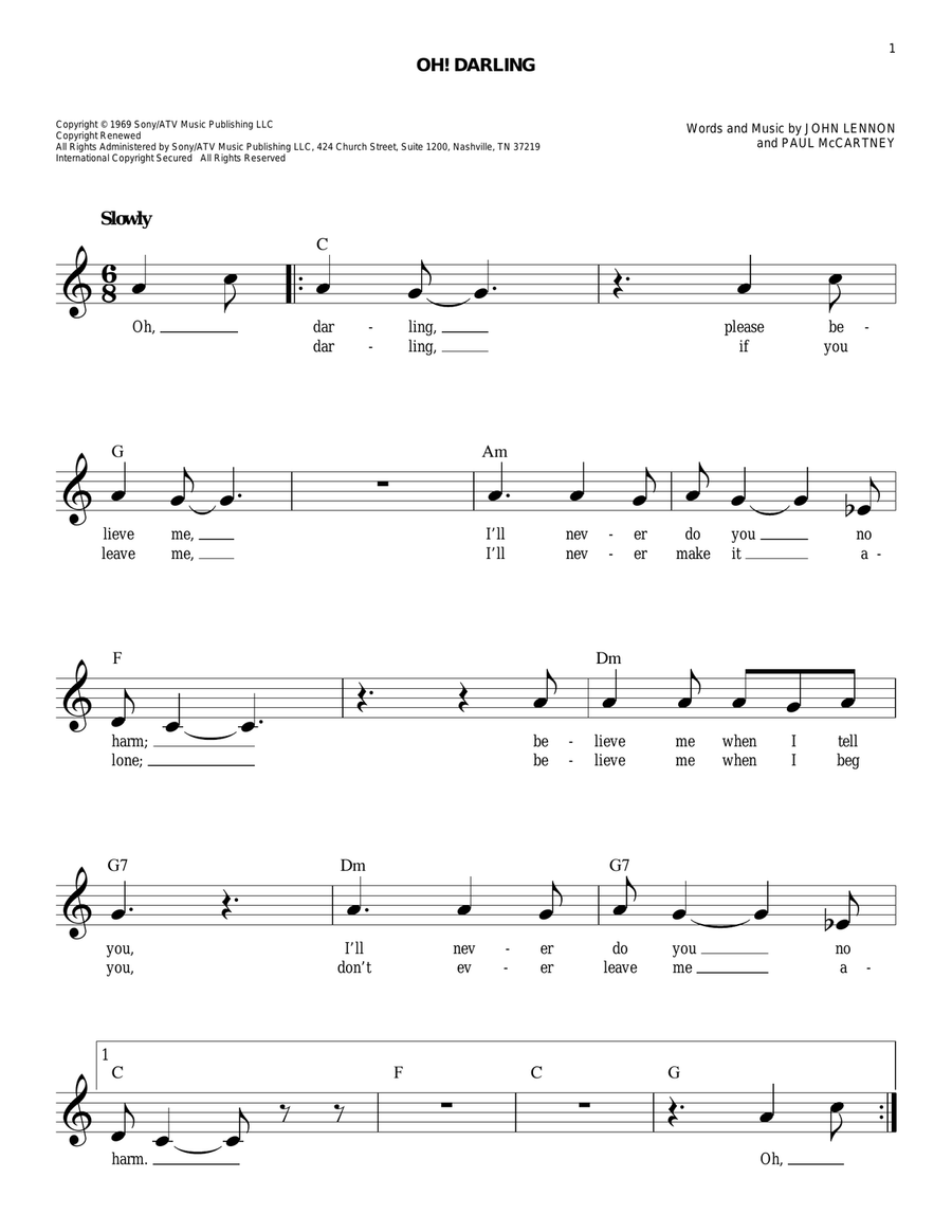 Oh! Darling Piano scores gallery preview page 1