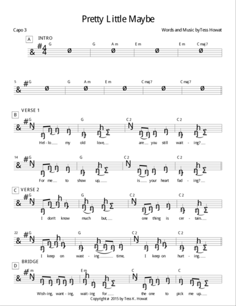 Pretty Little Maybe Guitar scores gallery preview page 1