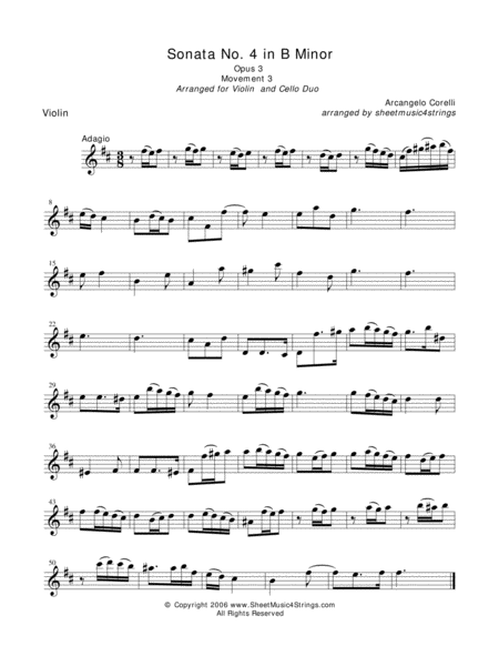 Corelli, A. - Sonata No. 4 (Mvt. 3) for Violin and Cello image number null