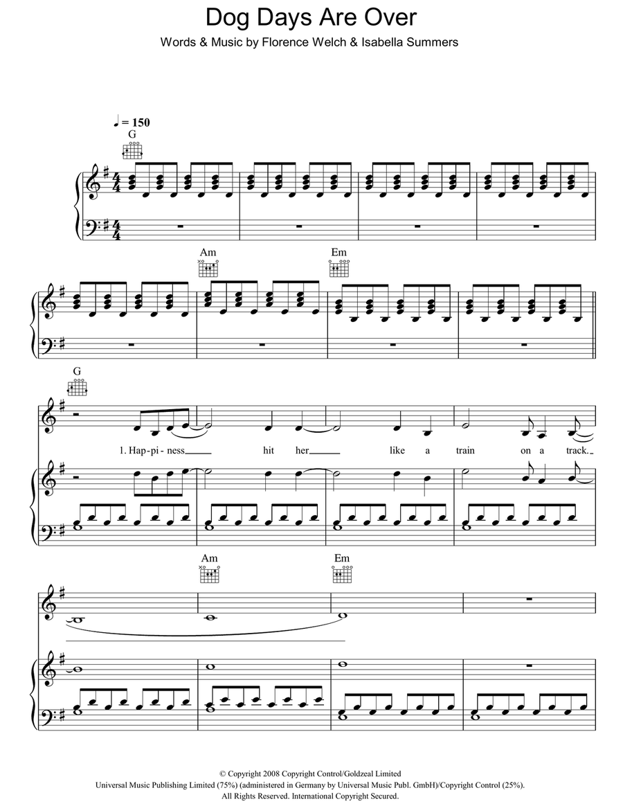 Dog Days Are Over Acoustic Guitar scores gallery preview page 1