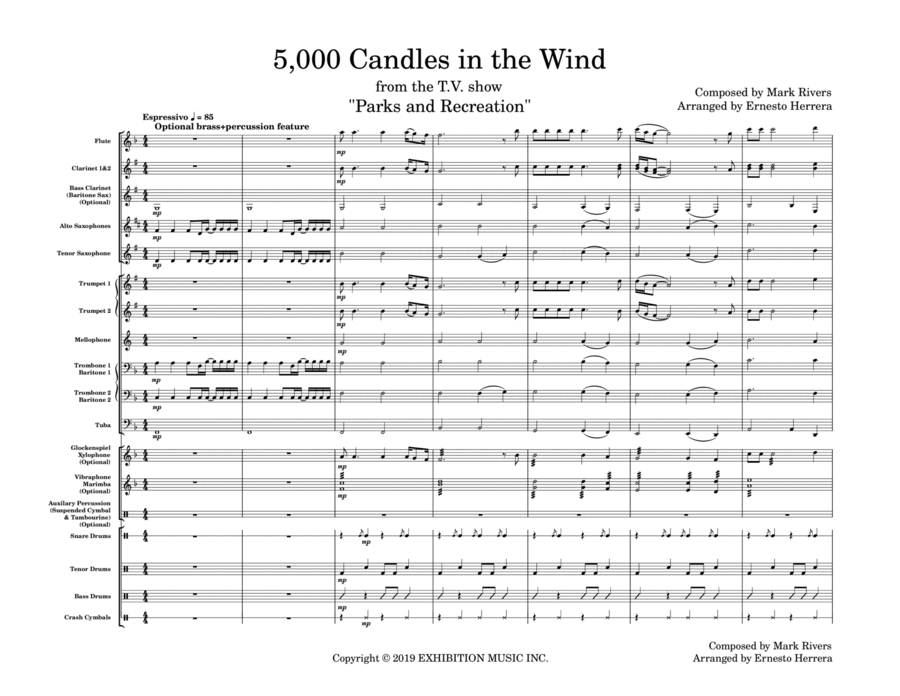 5,000 Candles In The Wind Marching Band scores gallery preview page 1