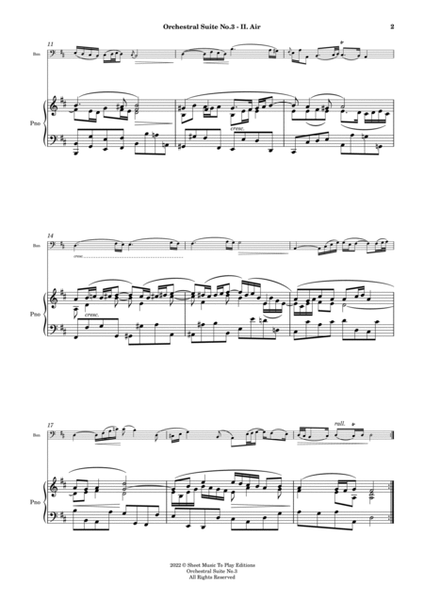 Air on the G String, BWV1068 for Bassoon and Piano (Full Score and Parts) image number null