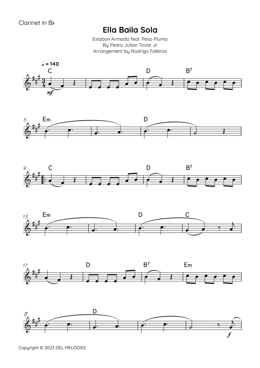 Ella Baila Sola B-Flat Clarinet scores gallery preview page 1