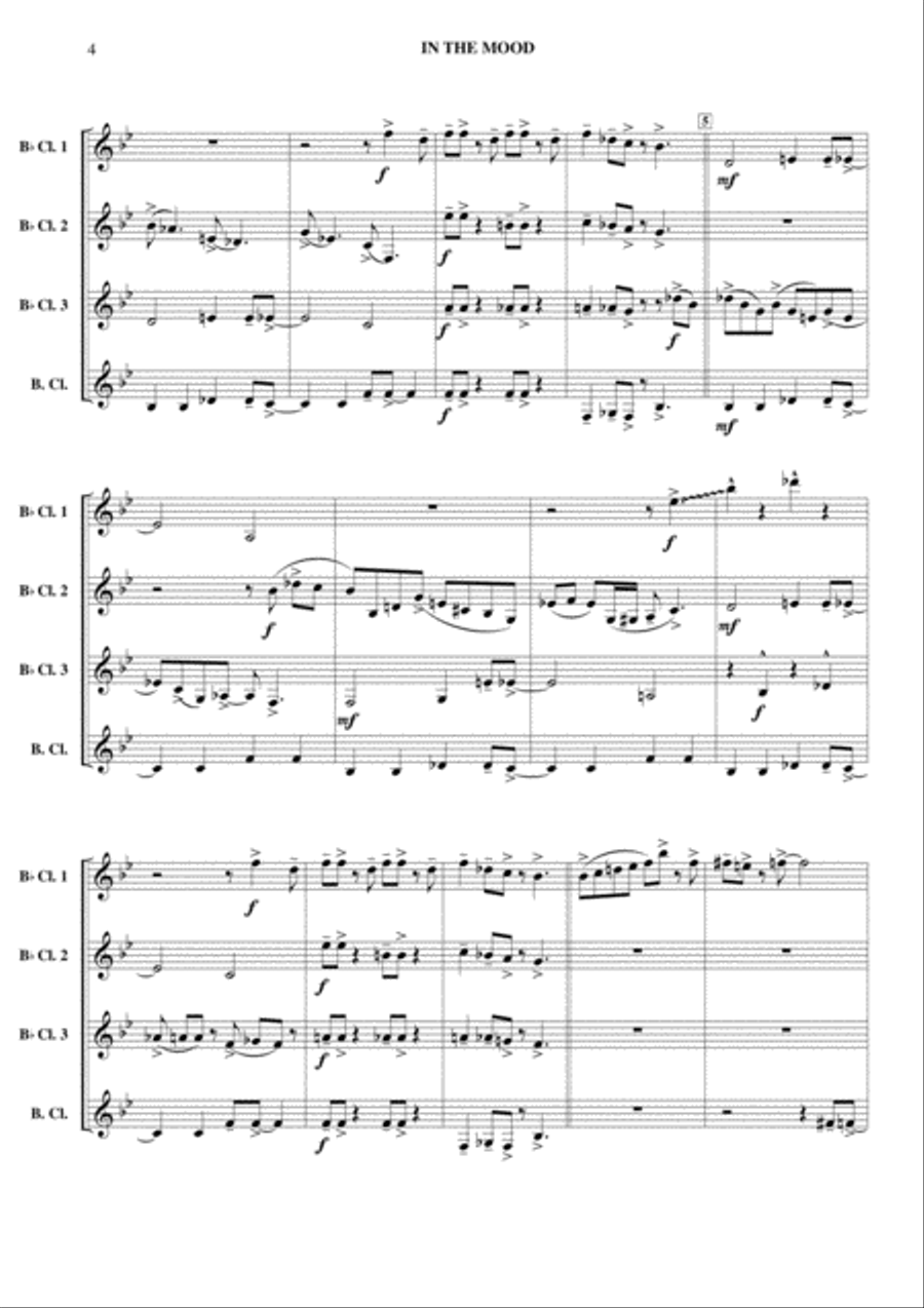 In The Mood Clarinet Quartet scores gallery preview page 5