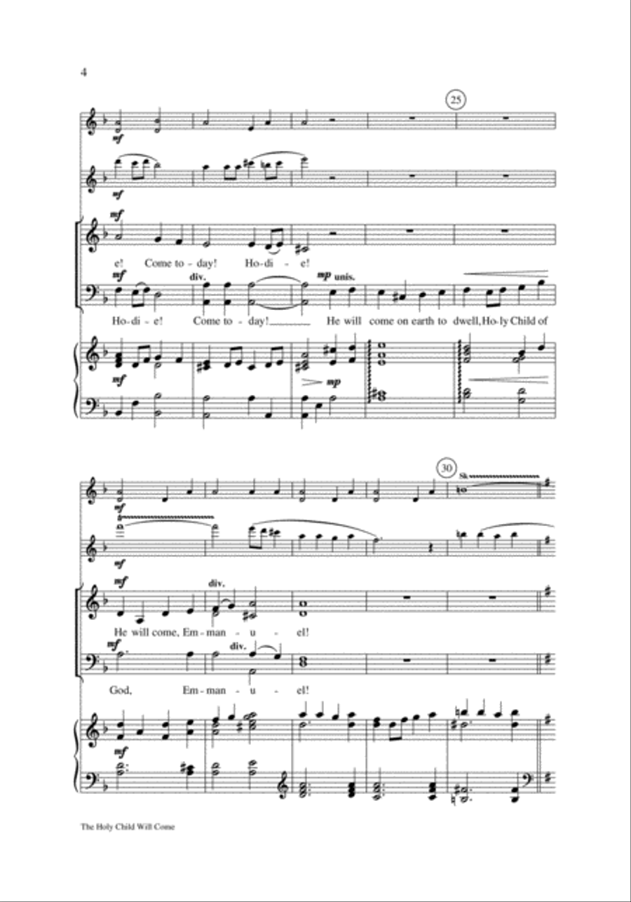 The Holy Child Will Come 4-Part scores gallery preview page 4