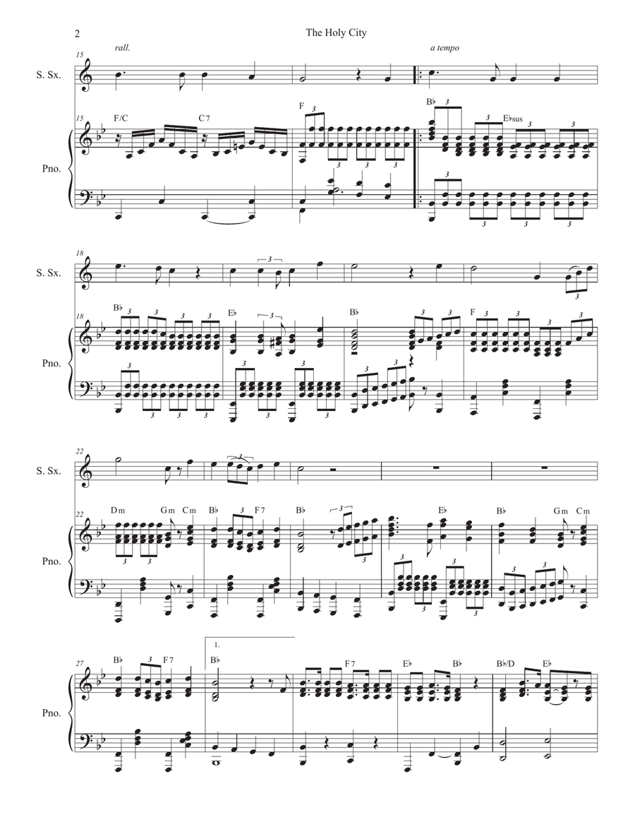 The Holy City (Soprano Saxophone and Piano) Soprano Saxophone scores gallery preview page 2