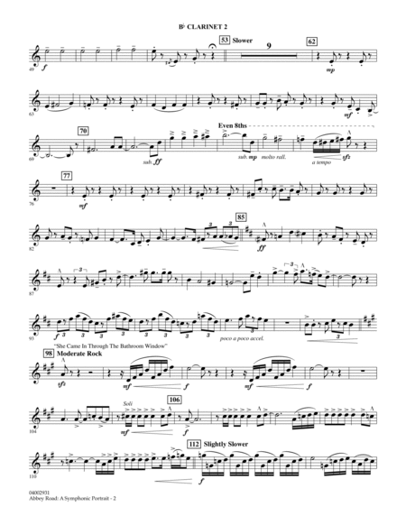 Abbey Road - A Symphonic Portrait - Bb Clarinet 2