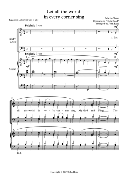 Let all the world in every corner sing - Anthem for SATB image number null