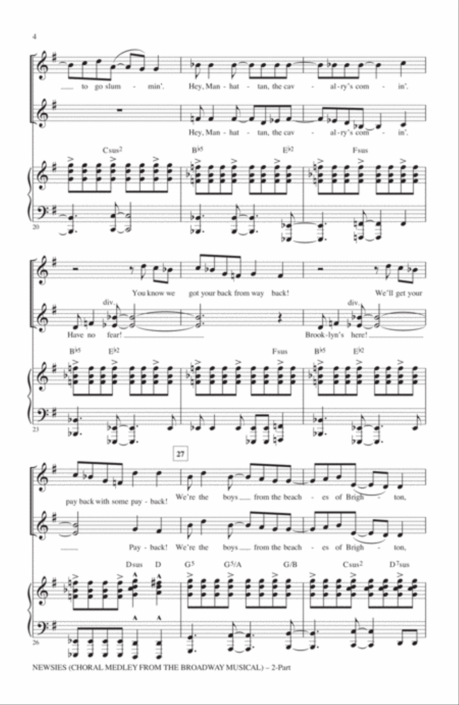Newsies (Choral Medley) Newsies (Choral Medley) 2-Part scores gallery preview page 3