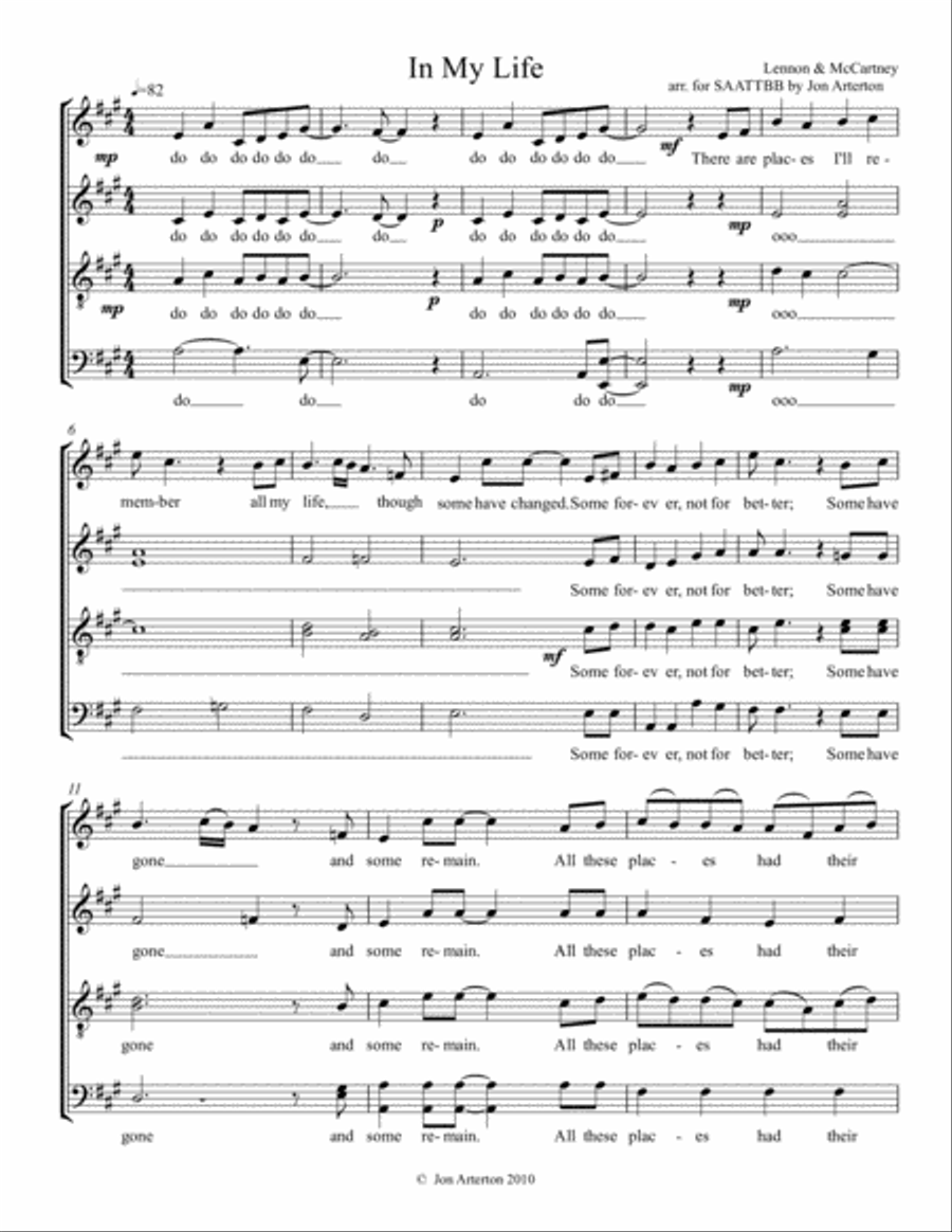 In My Life In My Life 4-Part scores gallery preview page 1