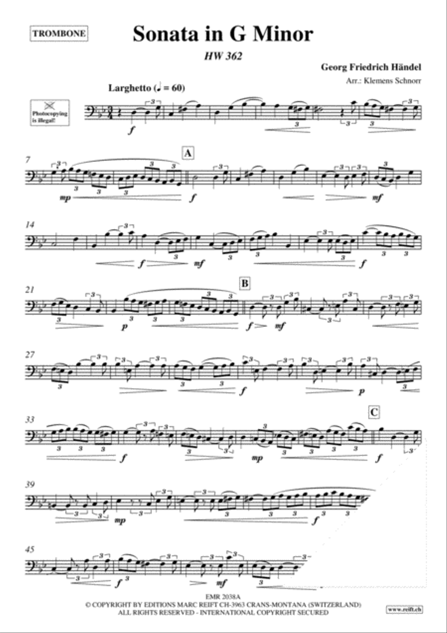 Sonata in G Minor Sonata in G Minor Trombone scores gallery preview page 3