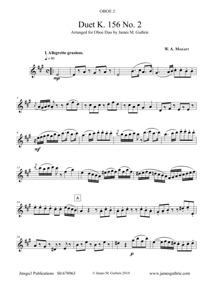 Mozart: Duet K. 156 No. 2 for Oboe Duo image number null