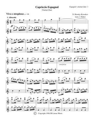 Book cover for Clarinet Duet - Capriccio Espagnol by Rimsky-Korsakov
