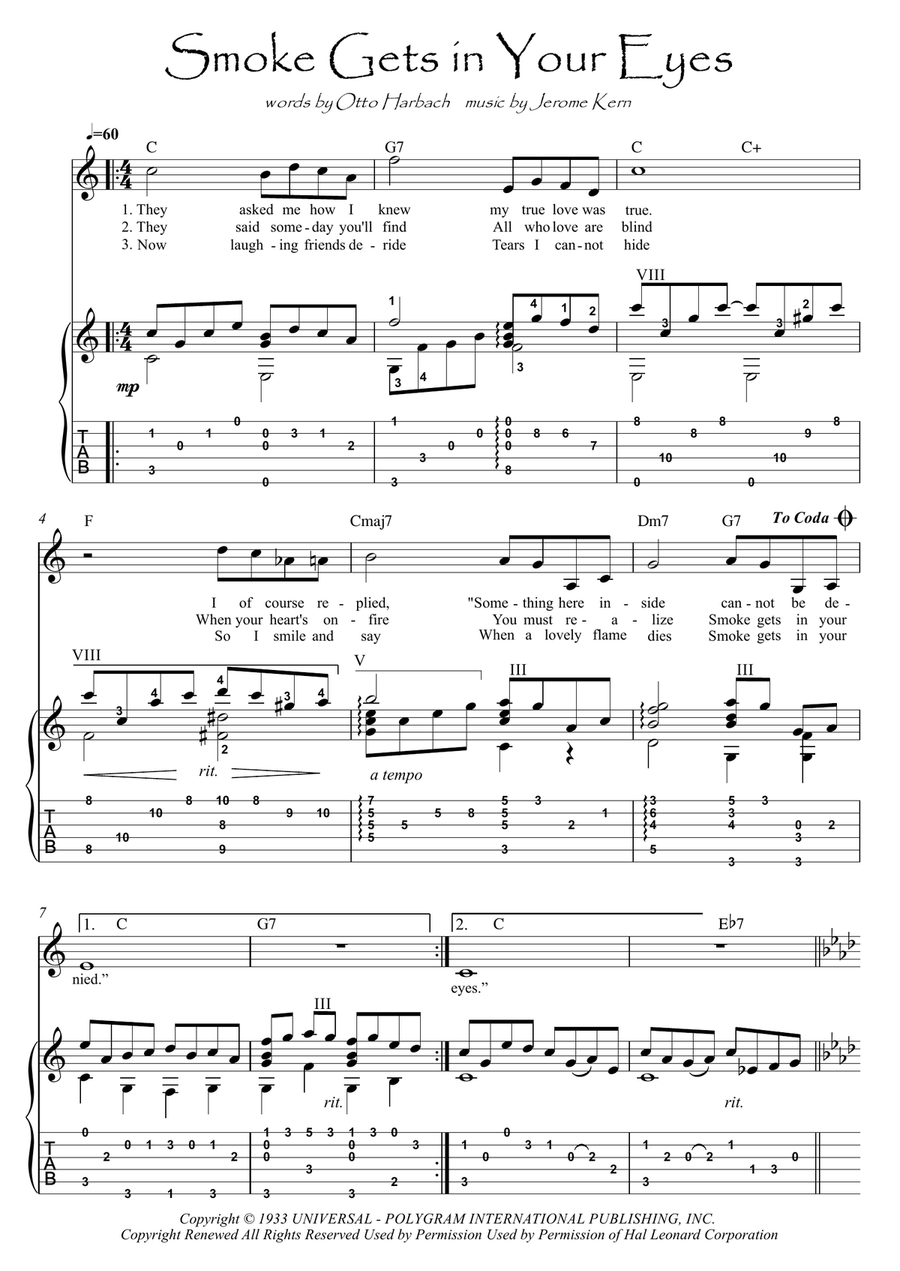 Smoke Gets In Your Eyes Acoustic Guitar scores gallery preview page 1