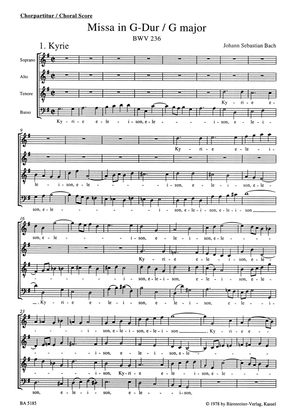 Book cover for Mass G major BWV 236 'Lutheran Mass 4'