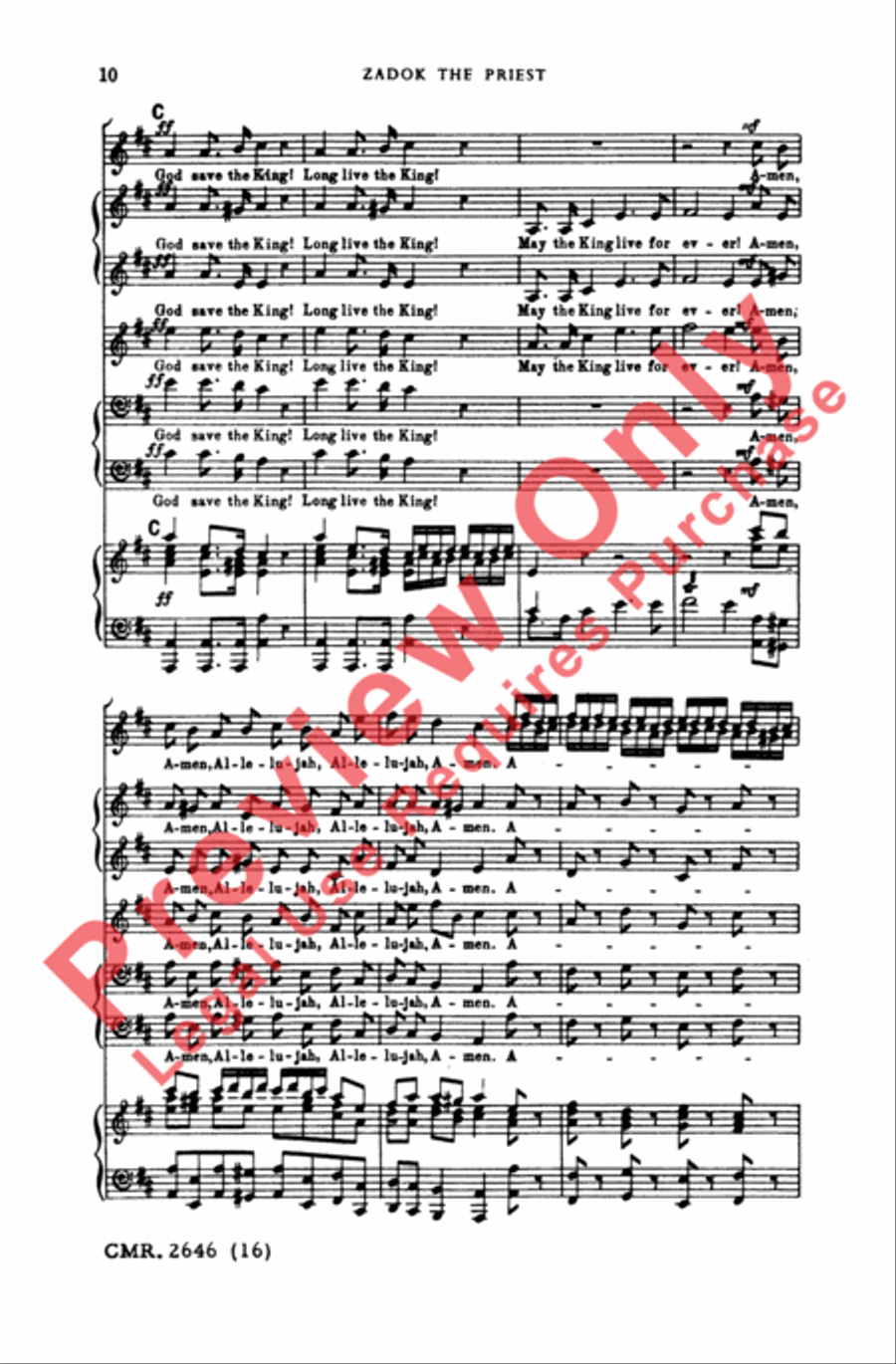 Zadok the Priest 4-Part scores gallery preview page 10