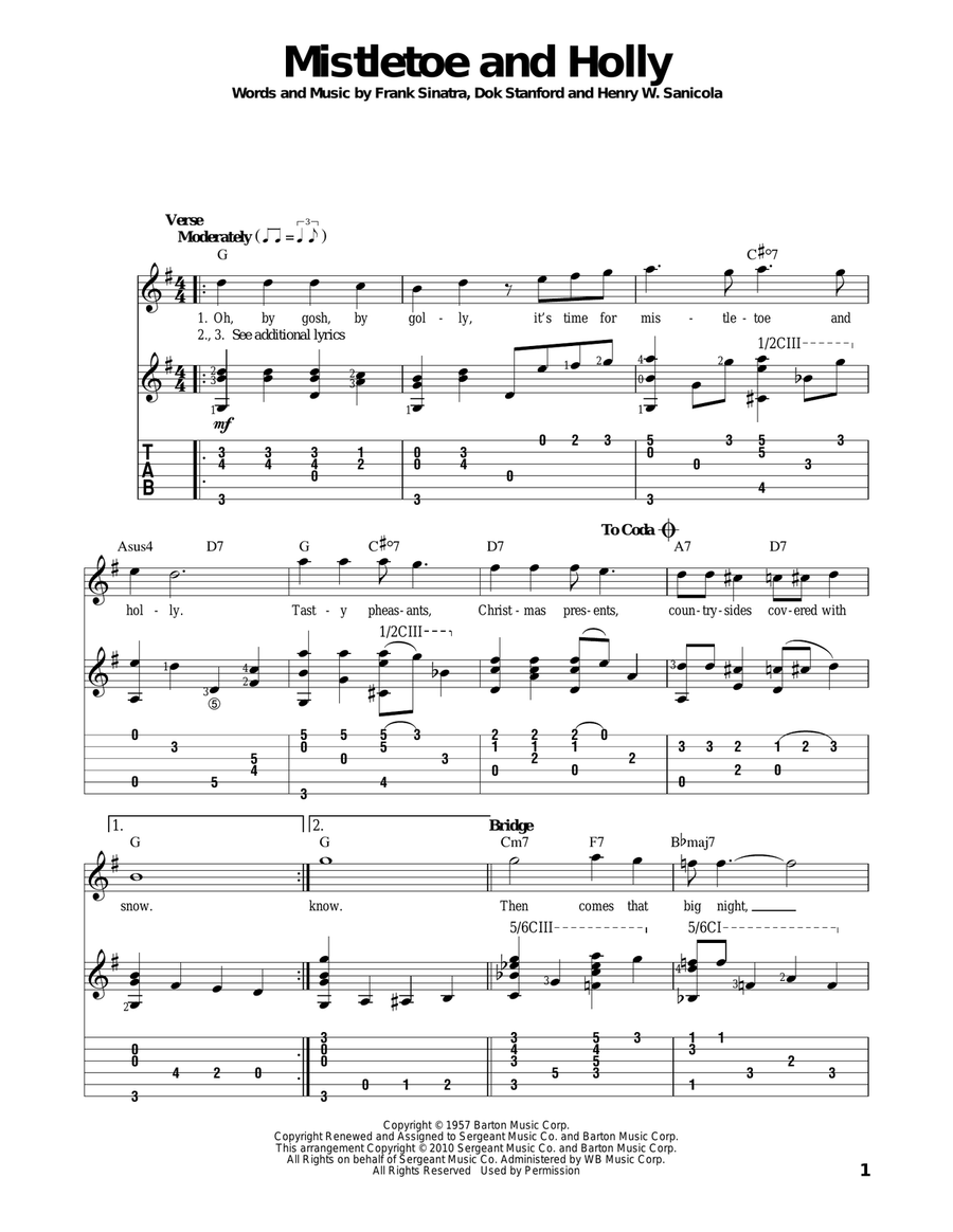 Mistletoe And Holly Electric Guitar scores gallery preview page 1