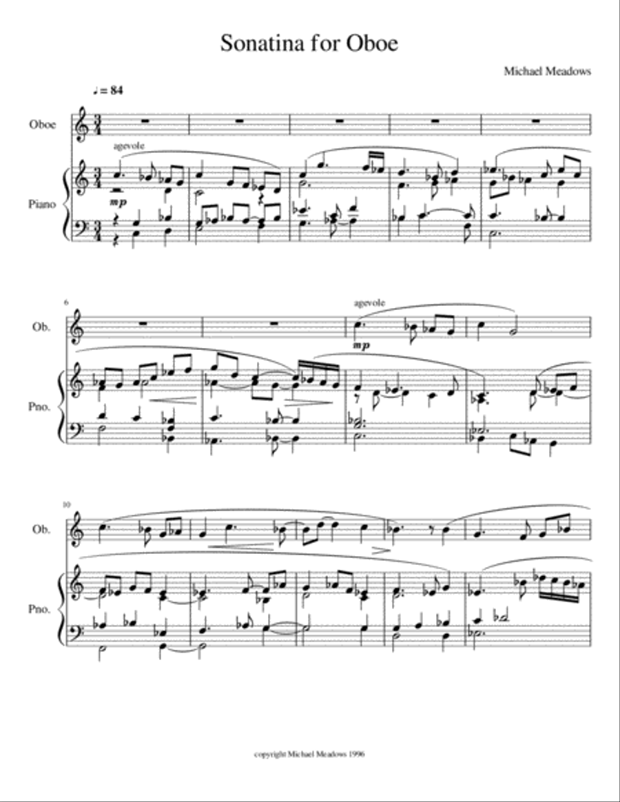Sonatina for Oboe Woodwind Duet scores gallery preview page 1