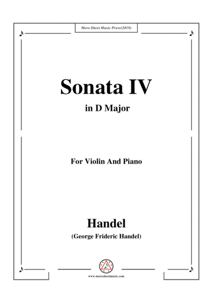 Handel-Violin Sonata IV in D Major,for Violin and Piano image number null