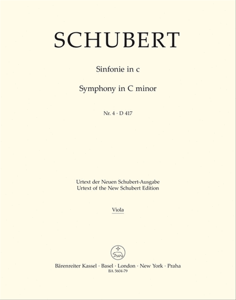 Symphony, No. 4 c minor D 417 'Tragic' Viola scores gallery preview page 1