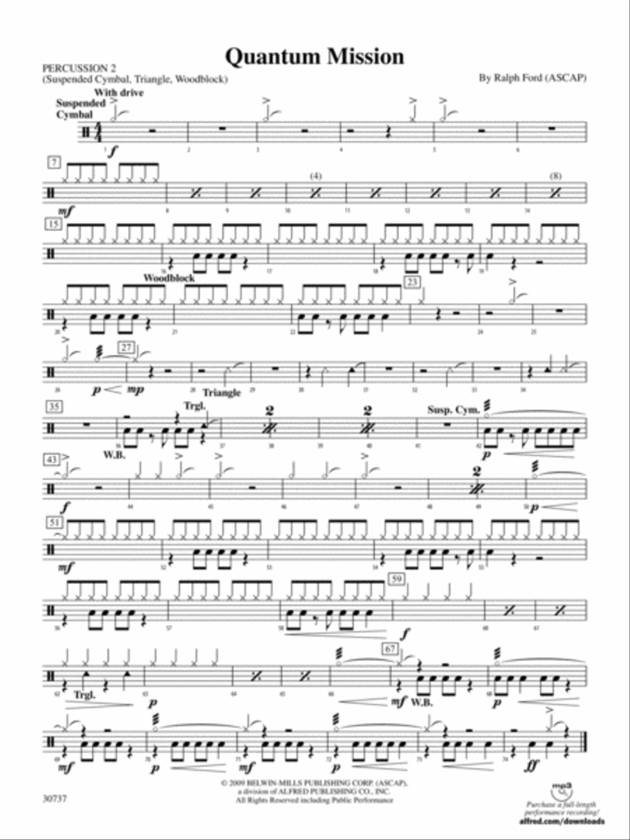 Quantum Mission: 2nd Percussion Concert Band scores gallery preview page 1