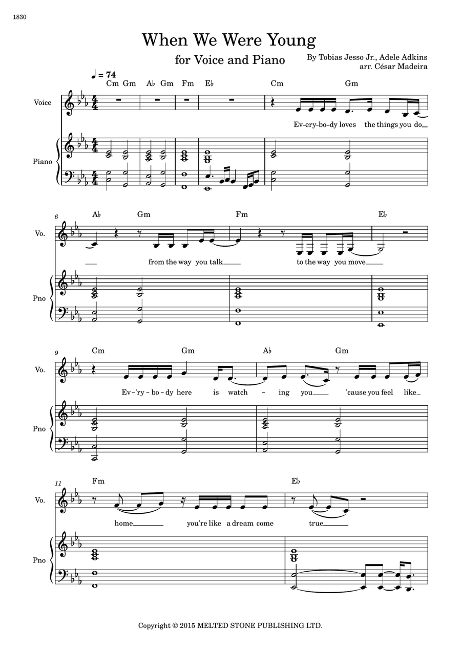 When We Were Young Piano, Vocal scores gallery preview page 2