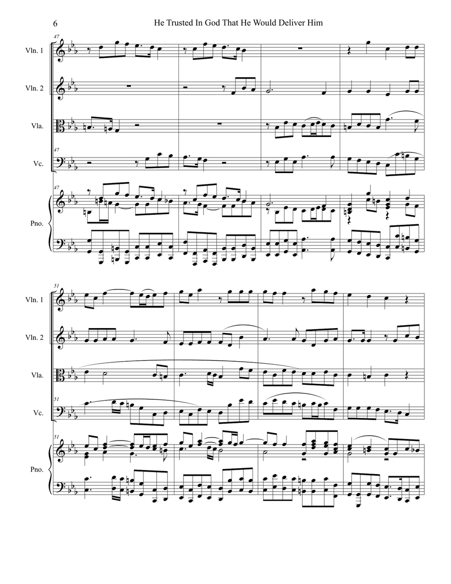 He Trusted In God That He Would Deliver Him (String Quartet and Piano) He Trusted In God That He Would Deliver Him (String Quartet and Piano) String Quartet scores gallery preview page 6