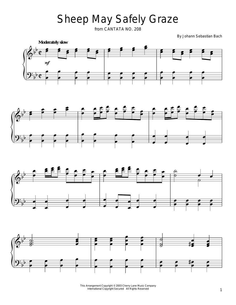 Sheep May Safely Graze Piano Solo scores gallery preview page 1