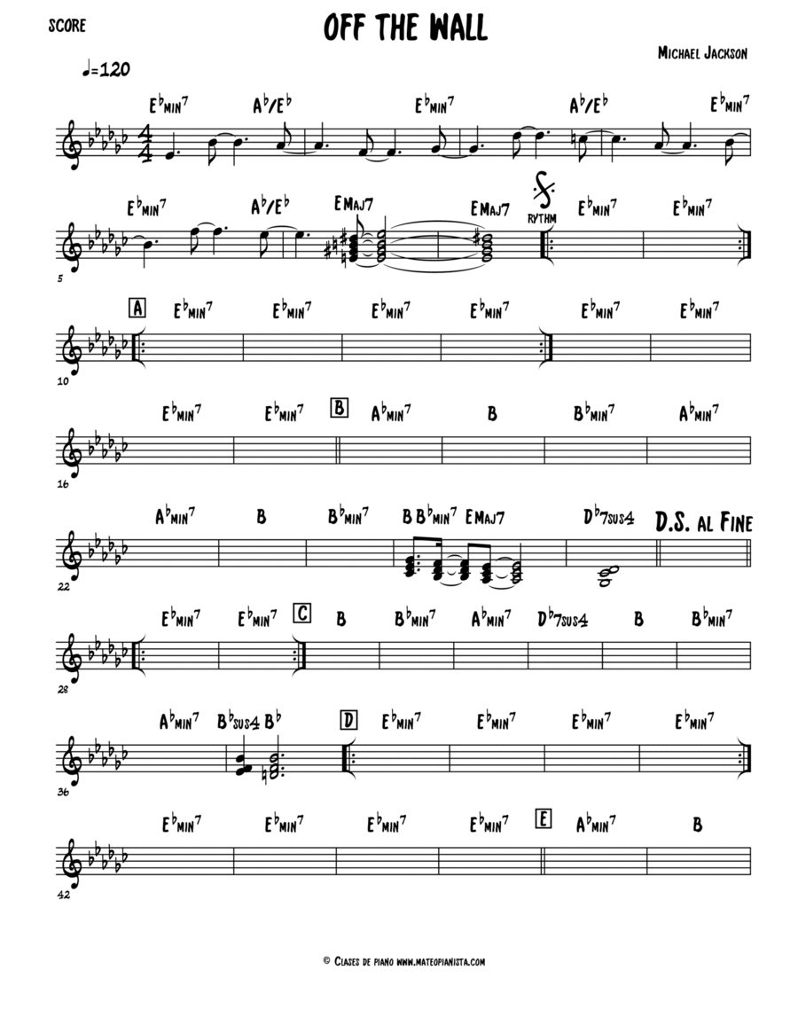 Off The Wall Off The Wall Easy Piano scores gallery preview page 1