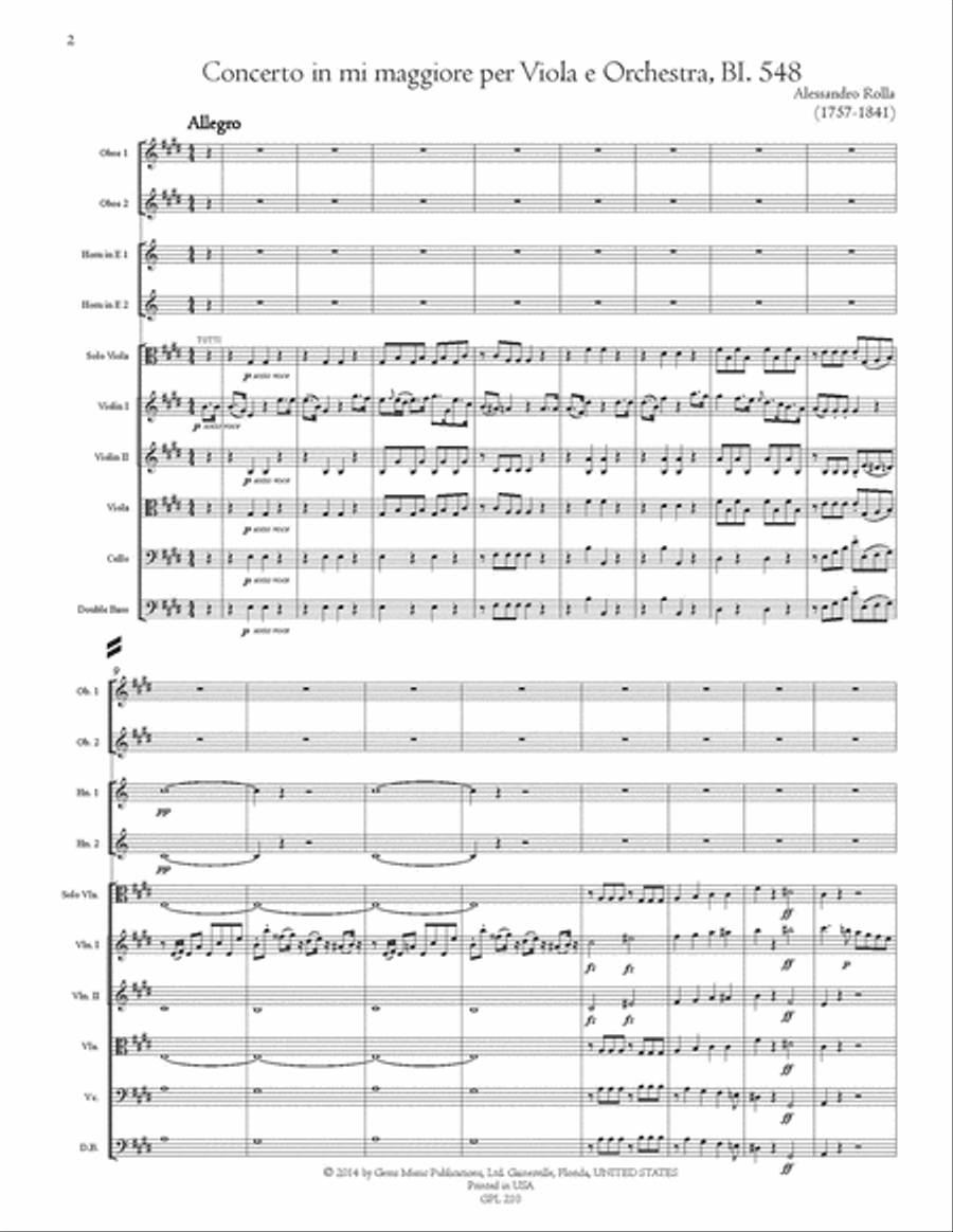Concerto in mi maggiore, BI. 548 Viola e Orchestra Orchestra scores gallery preview page 2