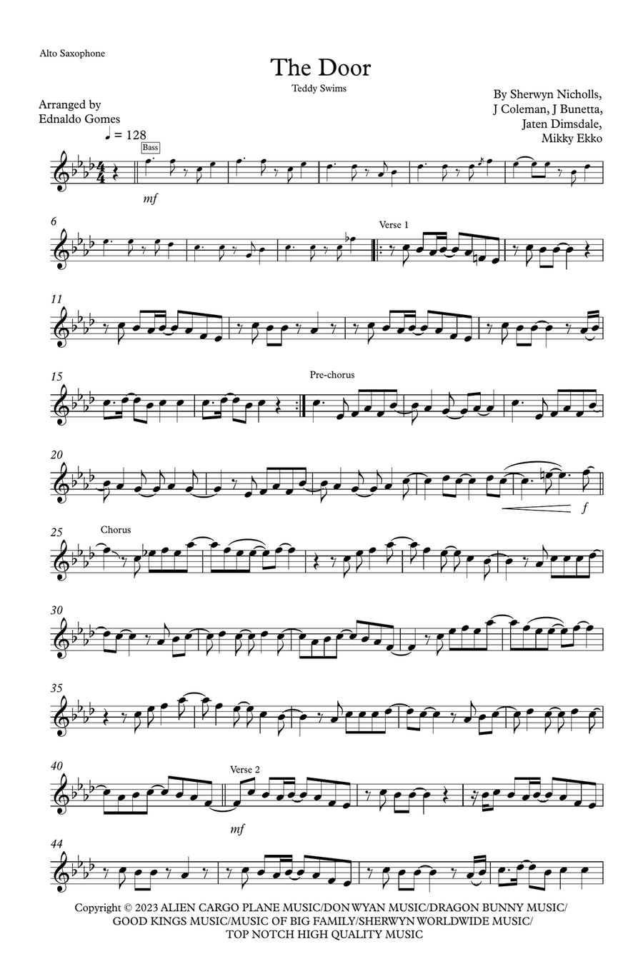 The Door Alto Saxophone scores gallery preview page 1